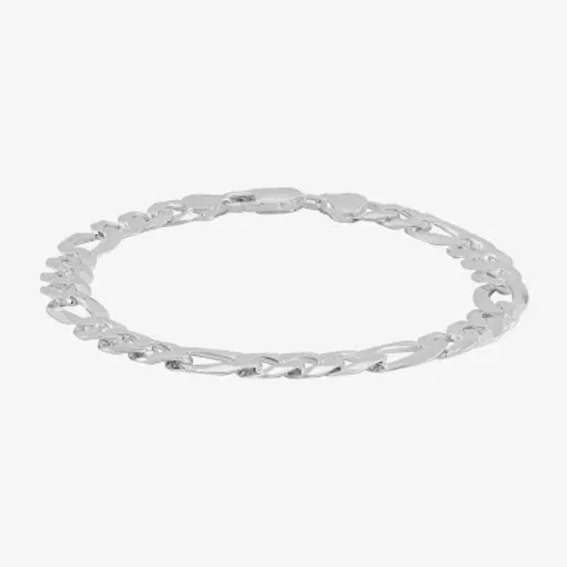 Made in Italy Mens Sterling Silver 9 Inch Solid Figaro Chain Bracelet