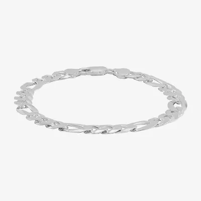 Made in Italy Mens Sterling Silver 9 Inch Solid Figaro Chain Bracelet