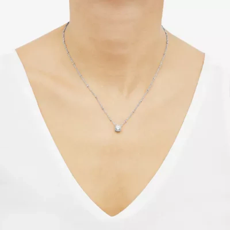 Diamonart Womens Sterling Silver Round 18 Inch Pendant Necklace