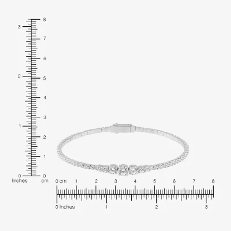 Diamonart Womens Lab Created White Cubic Zirconia Sterling Silver Bangle Bracelet