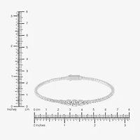 Diamonart Womens Lab Created White Cubic Zirconia Sterling Silver Bangle Bracelet