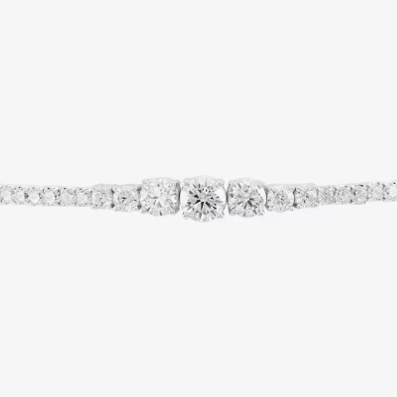 Diamonart Womens Lab Created White Cubic Zirconia Sterling Silver Bangle Bracelet
