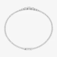 Diamonart Womens Lab Created White Cubic Zirconia Sterling Silver Bangle Bracelet
