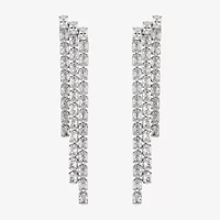 Diamonart Womens Lab Created White Cubic Zirconia Sterling Silver Drop Earrings
