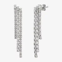 Diamonart Womens Lab Created White Cubic Zirconia Sterling Silver Drop Earrings