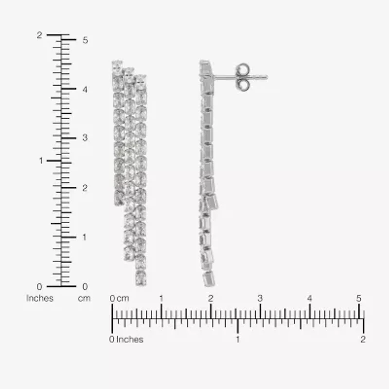 Diamonart Womens Lab Created White Cubic Zirconia Sterling Silver Drop Earrings