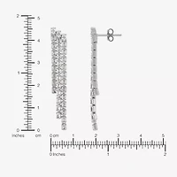 Diamonart Womens Lab Created White Cubic Zirconia Sterling Silver Drop Earrings