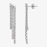 Diamonart Womens Lab Created White Cubic Zirconia Sterling Silver Drop Earrings