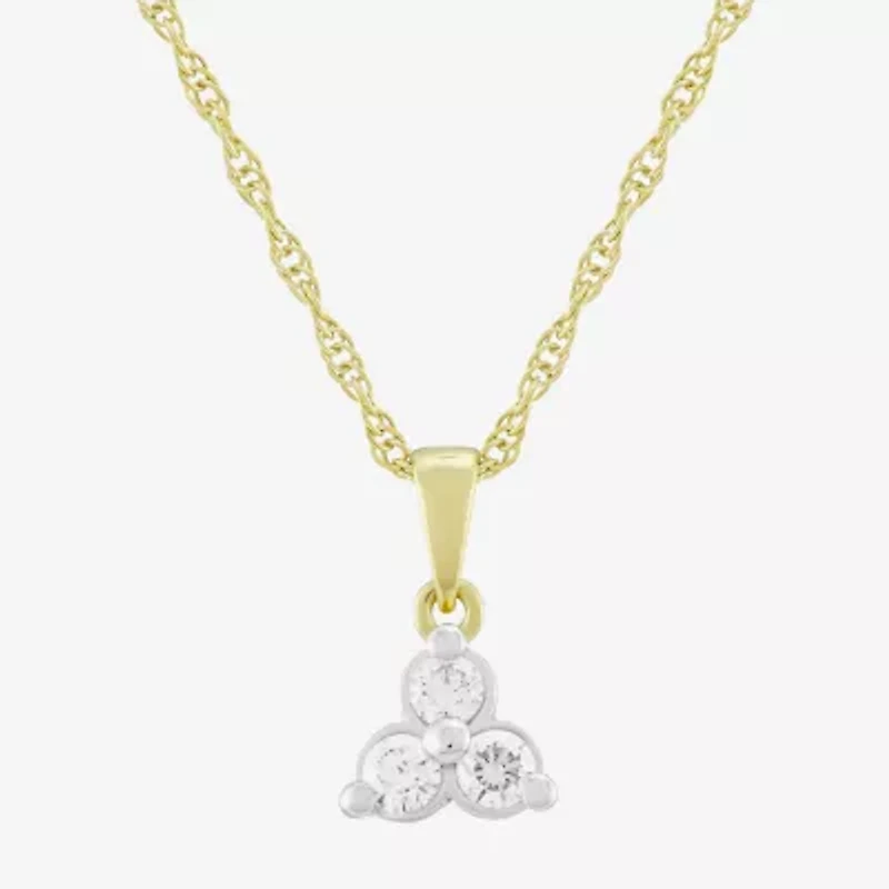 (H-I / Si1) Womens 1/4 CT. T.W. Lab Grown White Diamond 14K Gold Over Silver Round 18 Inch Pendant Necklace