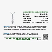 (G-H/Si2-I1) Womens 1 1/2 CT. T.W. Lab Grown White Diamond Sterling Silver 18 Inch Pendant Necklace