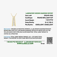 G-H, Si2-I1 Womens 1 1/2 CT. T.W. Lab Grown White Diamond 14K Gold Over Silver Round 18 Inch Pendant Necklace