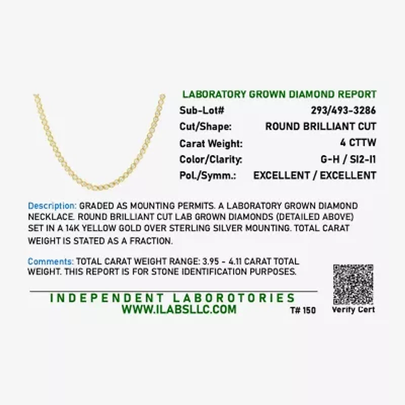 Diamond Addiction (G-H, Si2-I1) Womens White Diamond 14K Gold Over Silver 17 Inch Tennis Necklace