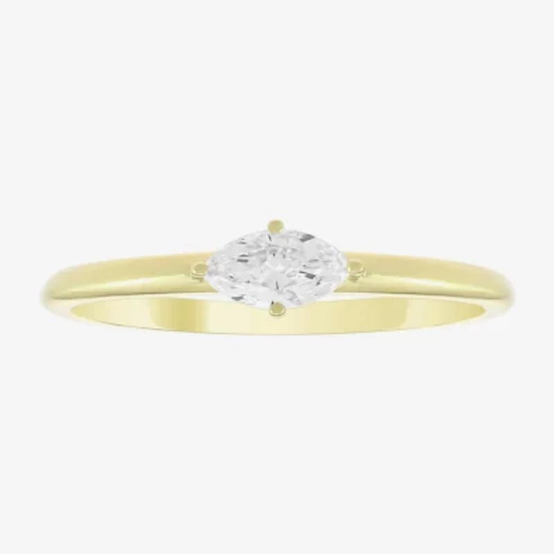 (H-I, Si1) Womens 1/5 CT. Lab Grown Yellow Diamond 14K Gold Over Silver Marquise Solitaire Cocktail Ring