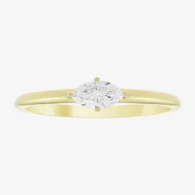 (H-I, Si1) Womens 1/5 CT. Lab Grown Yellow Diamond 14K Gold Over Silver Marquise Solitaire Cocktail Ring