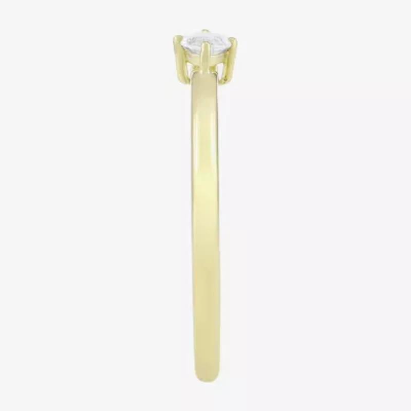(H-I, Si1) Womens 1/5 CT. Lab Grown Yellow Diamond 14K Gold Over Silver Marquise Solitaire Cocktail Ring