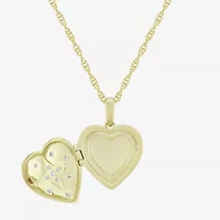 (H-I, Si1) Womens 1/6 CT. T.W. Lab Grown White Diamond 14K Gold Over Silver Heart 18 Inch Pendant Necklace