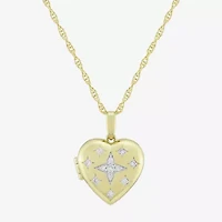 (H-I, Si1) Womens 1/6 CT. T.W. Lab Grown White Diamond 14K Gold Over Silver Heart 18 Inch Pendant Necklace
