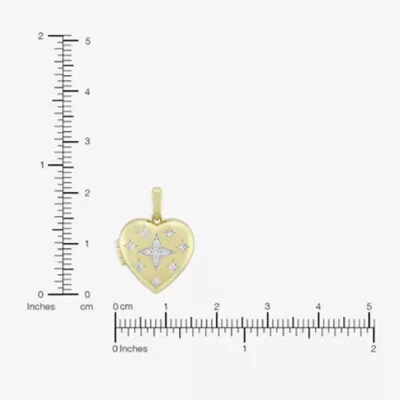 (H-I, Si1) Womens 1/6 CT. T.W. Lab Grown White Diamond 14K Gold Over Silver Heart 18 Inch Pendant Necklace