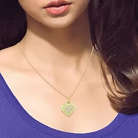 (H-I, Si1) Womens 1/6 CT. T.W. Lab Grown White Diamond 14K Gold Over Silver Heart 18 Inch Pendant Necklace