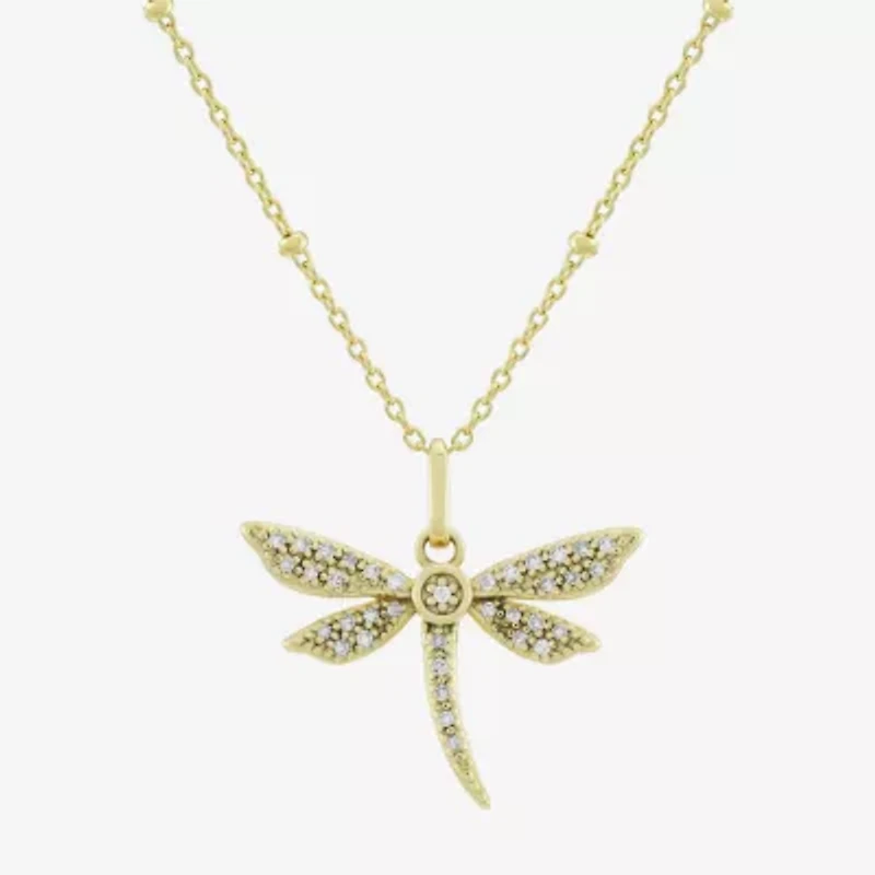 (H-I / Si1) Womens 1/10 CT. T.W. Lab Grown White Diamond 14K Gold Over Silver 18 Inch Pendant Necklace