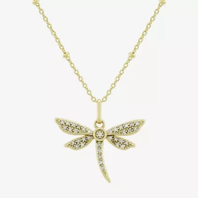 (H-I / Si1) Womens 1/10 CT. T.W. Lab Grown White Diamond 14K Gold Over Silver 18 Inch Pendant Necklace