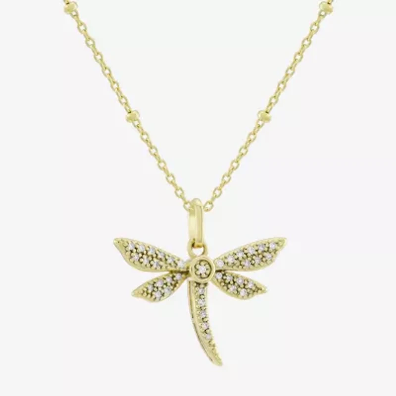 (H-I / Si1) Womens 1/10 CT. T.W. Lab Grown White Diamond 14K Gold Over Silver 18 Inch Pendant Necklace