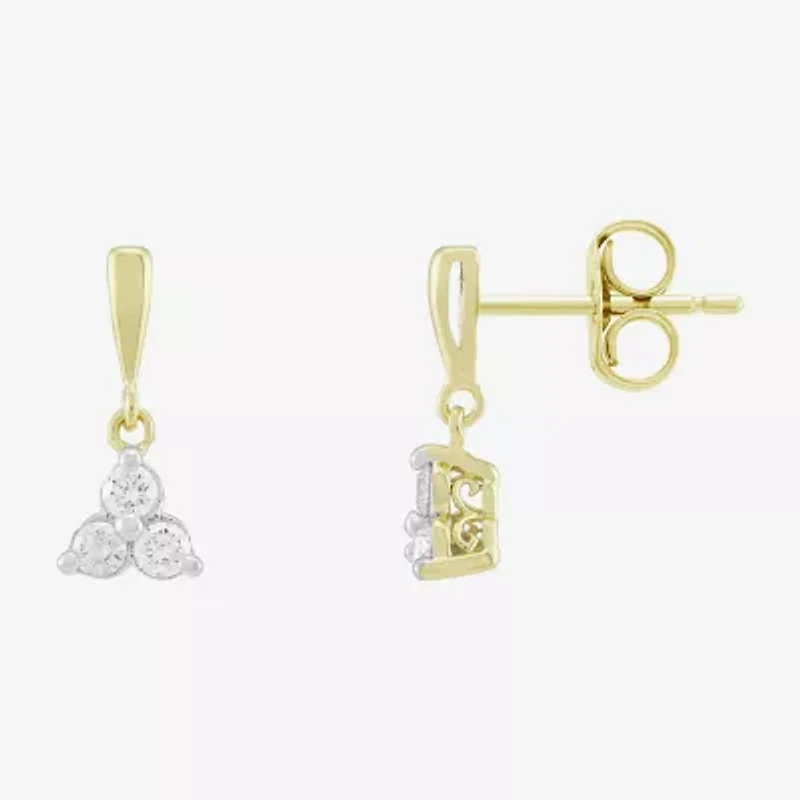 (H-I / Si1) Womens 1/4 CT. T.W. Lab Grown White Diamond 14K Gold Over Silver Drop Earrings