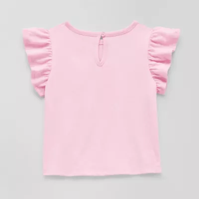 Okie Dokie Baby Girls Round Neck Short Sleeve Regular Fit Graphic T-Shirt