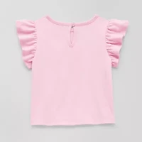 Okie Dokie Baby Girls Round Neck Short Sleeve Regular Fit Graphic T-Shirt