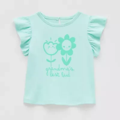 Okie Dokie Baby Girls Round Neck Short Sleeve Graphic T-Shirt