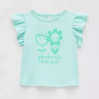 Okie Dokie Baby Girls Round Neck Short Sleeve Graphic T-Shirt
