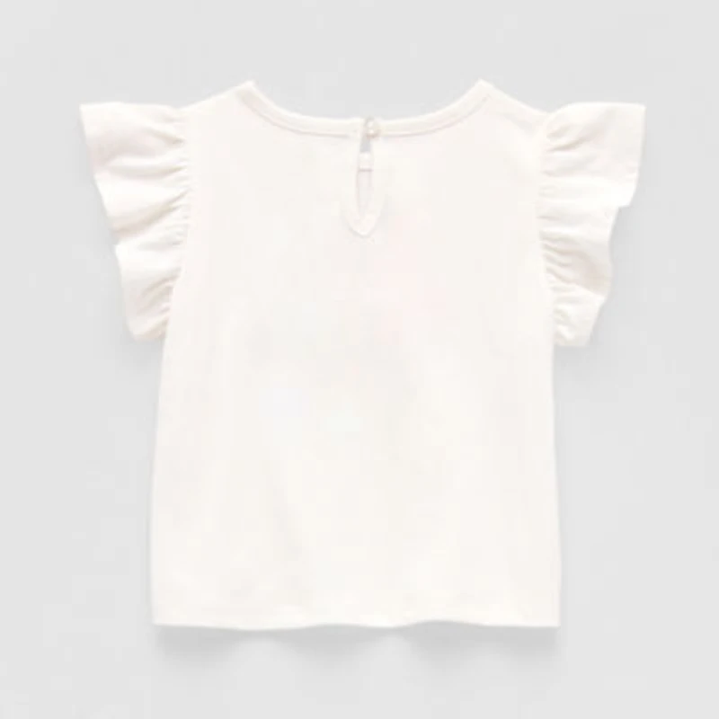 Okie Dokie Baby Girls Round Neck Short Sleeve Regular Fit Graphic T-Shirt