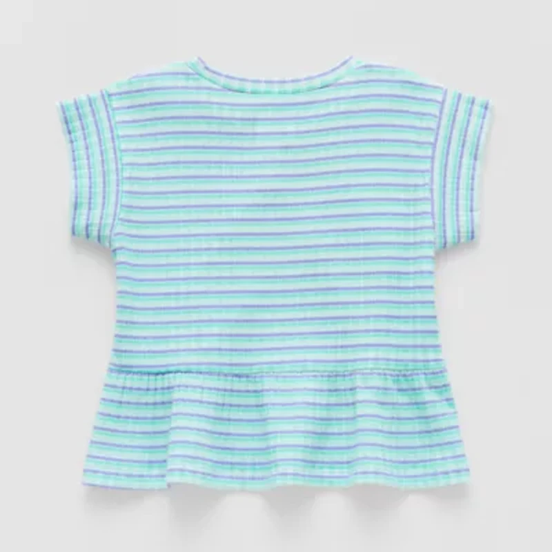 Okie Dokie Toddler Girls Round Neck Short Sleeve Peplum Top
