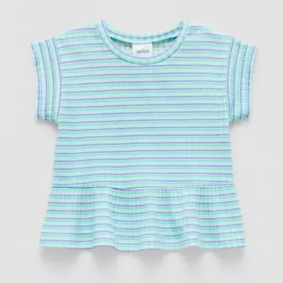 Okie Dokie Toddler Girls Round Neck Short Sleeve Peplum Top