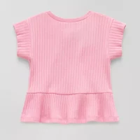 Okie Dokie Toddler & Little Girls Round Neck Short Sleeve Peplum Top