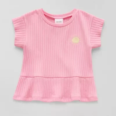 Okie Dokie Toddler & Little Girls Round Neck Short Sleeve Peplum Top