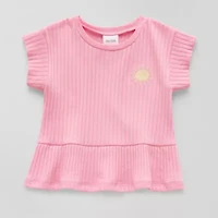 Okie Dokie Toddler & Little Girls Round Neck Short Sleeve Peplum Top