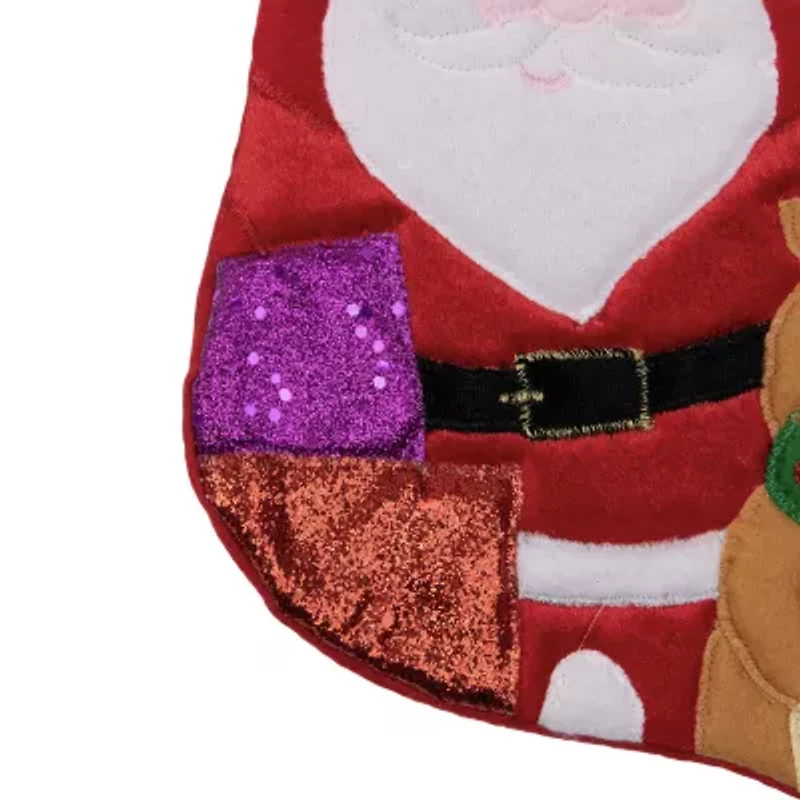 20.5'' Red and White Glittered Santa Claus and Reindeer Christmas Stocking