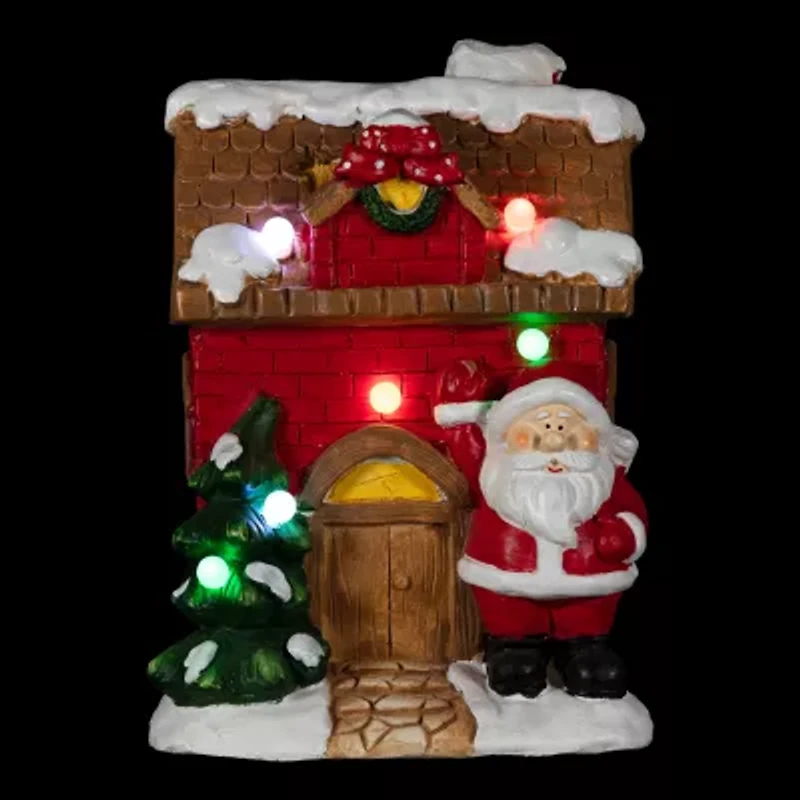 16'' Red LED Lighted House with Santa Musical Christmas Tabletop Figurine
