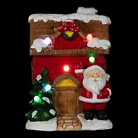 16'' Red LED Lighted House with Santa Musical Christmas Tabletop Figurine
