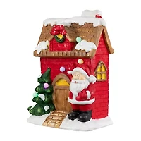 16'' Red LED Lighted House with Santa Musical Christmas Tabletop Figurine