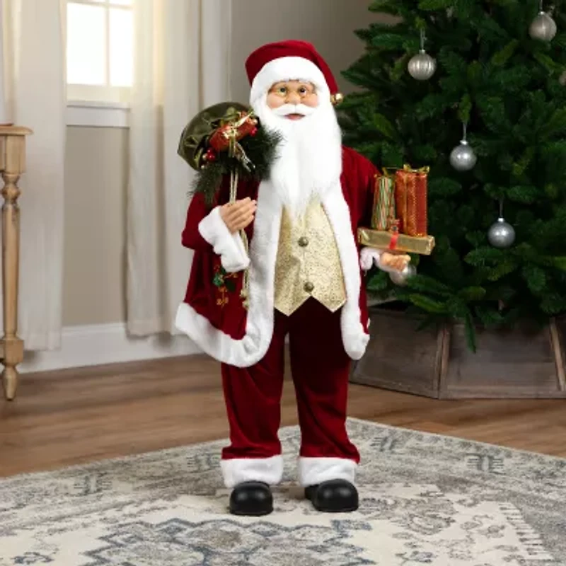 36'' Holly Berry Santa Claus with Presents and Gift Bag Christmas Figure