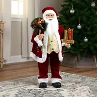 36'' Holly Berry Santa Claus with Presents and Gift Bag Christmas Figure