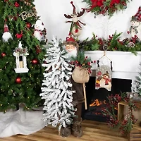 48'' Santa Claus with Artificial Flocked Alpine Tree Christmas Figure
