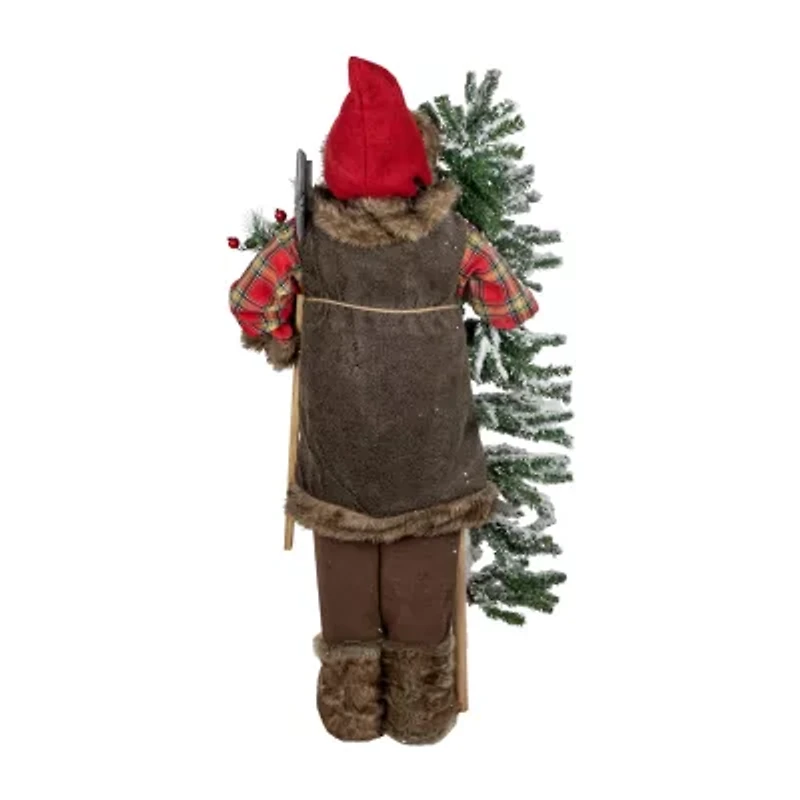 48'' Santa Claus with Artificial Flocked Alpine Tree Christmas Figure