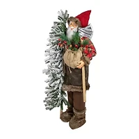 48'' Santa Claus with Artificial Flocked Alpine Tree Christmas Figure