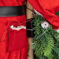 48'' Santa Claus with Artificial Flocked Alpine Tree Christmas Figure