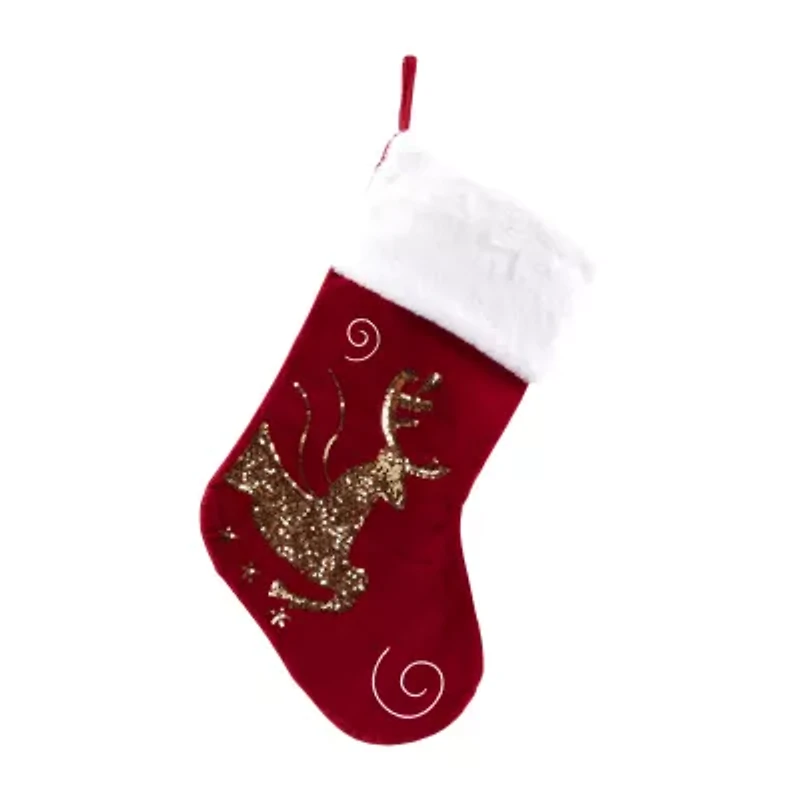 Northlight 20" Set Of 2 Reindeer And Snowflake Sequin Christmas Stocking