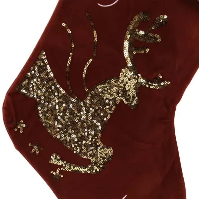 Northlight 20" Set Of 2 Reindeer And Snowflake Sequin Christmas Stocking