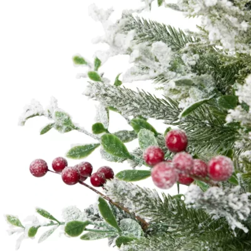 Northlight Flocked Balsam Pine Artificial In Burlap Base Unlit 2 Foot Flocked Pine Christmas Tree